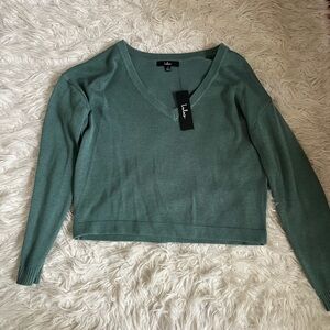 Lulu's Sage V-Neck Knit Top